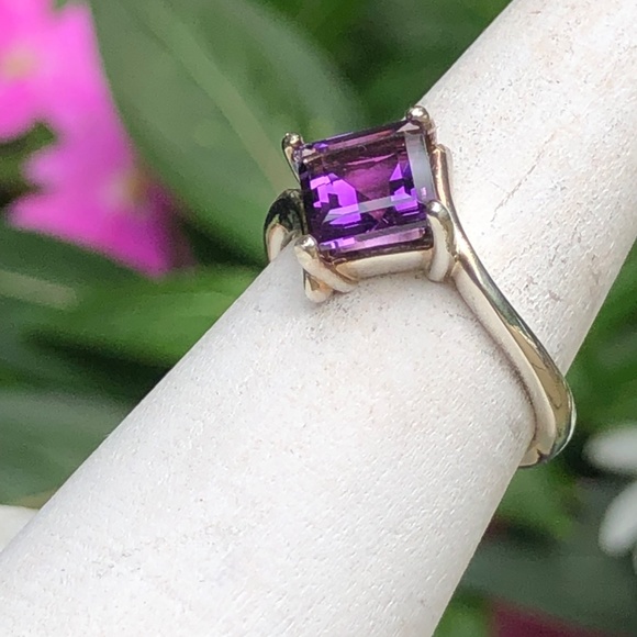 Beautiful Amethyst Ring, square step-cut, AAA grade amethyst in silver - Picture 7 of 10